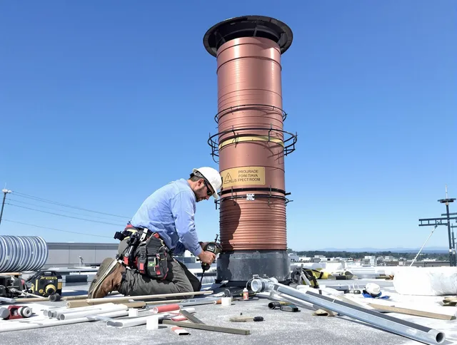 Installed chimney liner by Bedford Chimney Sweep in Bedford, MA