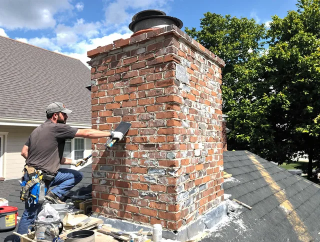 Completed chimney rebuild by Bedford Chimney Sweep in Bedford, MA