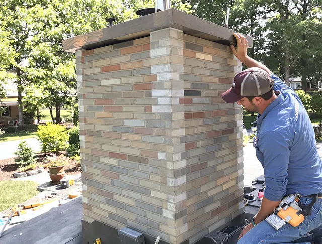 Bedford Chimney Sweep completing a modern chimney remodel in Bedford, MA