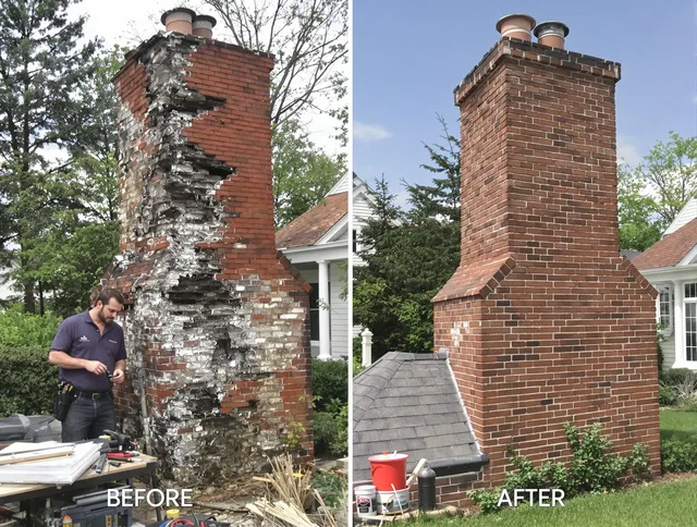 Bedford Chimney Sweep performing a full chimney restoration in Bedford, MA