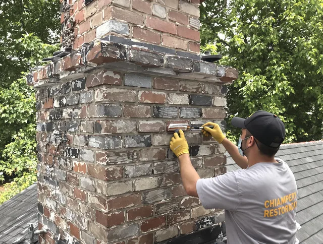 In-progress chimney restoration by Bedford Chimney Sweep in Bedford, MA