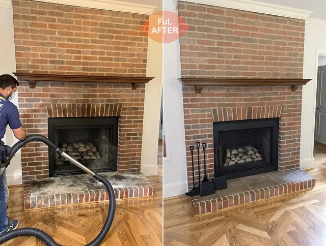 Bedford Chimney Sweep carefully sanitizing a fireplace in Bedford, MA
