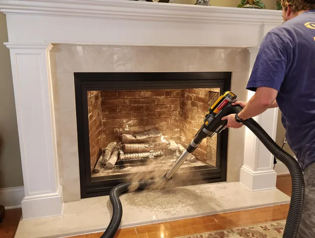 Fireplace cleaning performed by Bedford Chimney Sweep in Bedford, MA