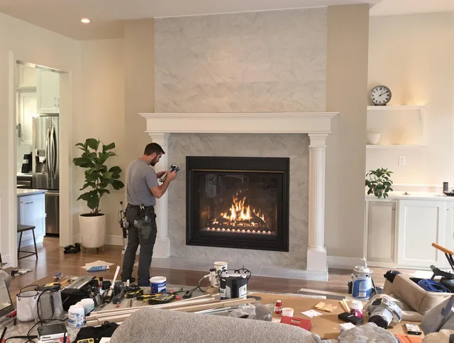 Newly installed fireplace by Bedford Chimney Sweep in Bedford, MA